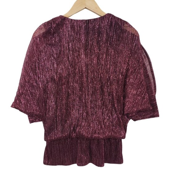 Chaus New York Metallic Plum Dolman Sleeve Blouse Size M Rhinestones Y2K Party - Picture 2 of 7